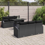 Gartensofa-set mit Kissen mit Kissen 7 pcs Schwarz Poly Rattan