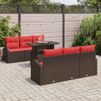 Gartensofa-set mit Kissen mit Speicher 7 pcs Braun Poly Rattan