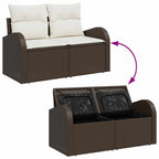 Garten-Sofa-Set mit Kissen mit Speicher 7 pcs Braun Poly Rattan