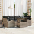 Garten-Sofa-Set mit Kissen mit Speicher 7 pcs Grau Poly Rattan