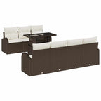 Gartensofa-set mit Kissen mit Speicher 8 pcs Braun Poly Rattan
