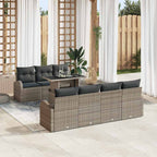 Gartensofa-set mit Kissen mit Speicher 8 pcs Grau Poly Rattan