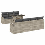 Gartensofa-set mit Kissen mit Kissen 8 pcs Hellgrau Poly Rattan