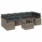 Gartensofa-set mit Kissen mit Speicher 8 pcs Grau Poly Rattan