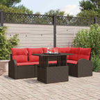 Gartensofa-set mit Kissen mit Speicher 6 pcs Braun Poly Rattan