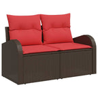 Garten-Sofa-Set mit Speicher 9 pcs Braun Poly Rattan