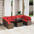 Gartensofa-set mit Kissen mit Speicher 10 pcs Braun Poly Rattan