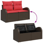 Gartensofa-set mit Kissen mit Speicher 11 pcs Braun Poly Rattan