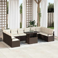Gartensofa-set mit Kissen mit Speicher 11 pcs Braun Poly-Rattan
