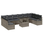 Gartensofa-set mit Kissen mit Speicher 11 pcs Grau Poly-Rattan