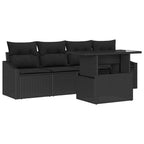 Garten-Sofa-Set mit Speicher 5 pcs Schwarz Poly Rattan