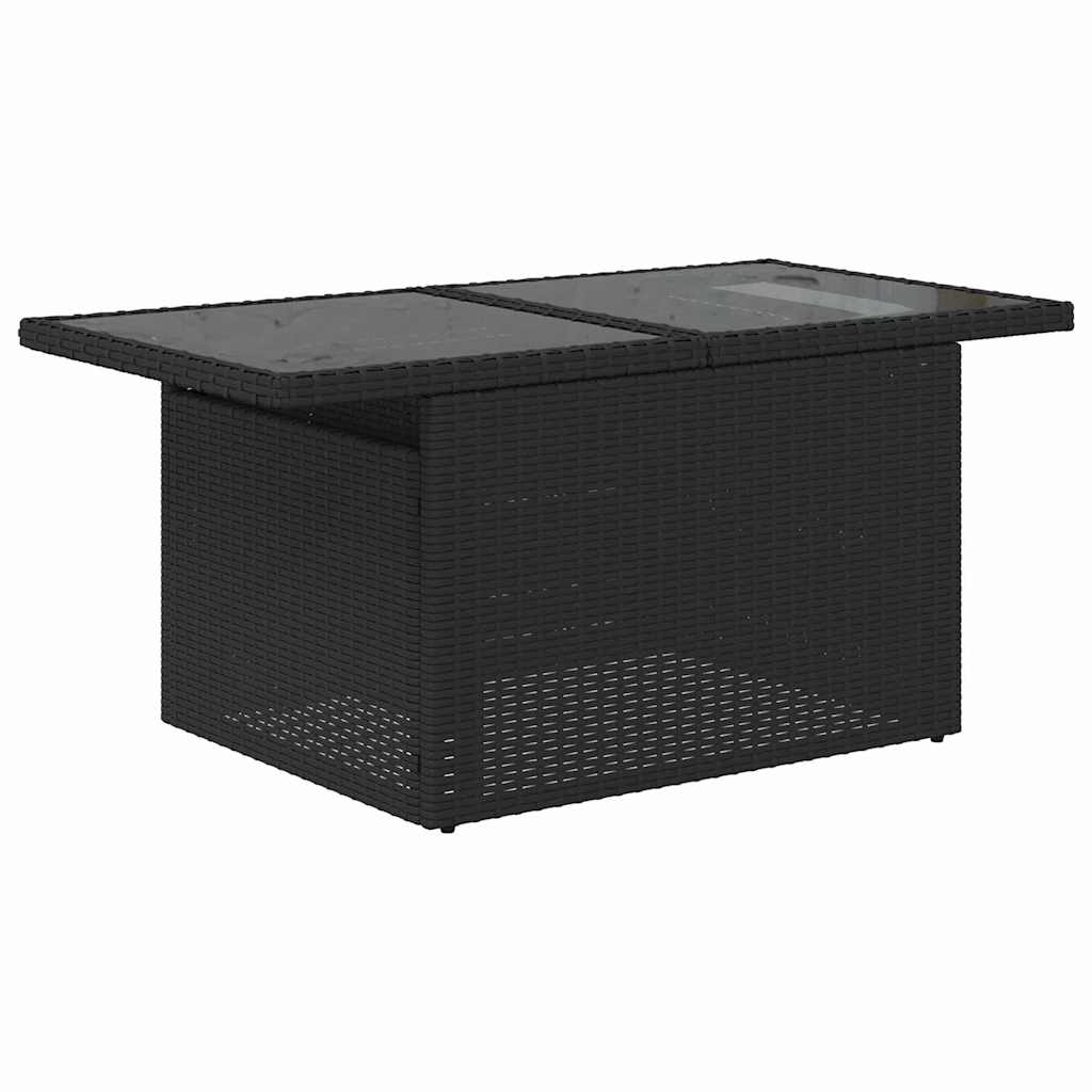Garten-Sofa-Set mit Speicher 6 pcs Schwarz Poly Rattan