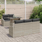 Garten-Sofa-Set mit Kissen 6 pcs Hellgrau Poly-Rattan