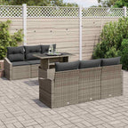 Garten-Sofa-Set mit Speicher 7 pcs Grau Poly Rattan