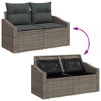 Garten-Sofa-Set mit Speicher 7 pcs Grau Poly Rattan