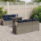 Garten-Sofa-Set mit Kissen mit Speicher 7 pcs Grau Poly-Rattan