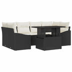 Garten-Sofa-Set mit Speicher 7 pcs Schwarz Poly Rattan
