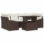 Garten-Sofa-Set mit Speicher 7 pcs Braun Poly Rattan