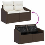 Garten-Sofa-Set mit Speicher 7 pcs Braun Poly Rattan