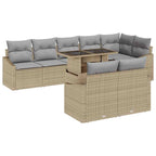 Garten-Sofa-Set mit Kissen mit Kissen 9 pcs Beige und Hellgrau