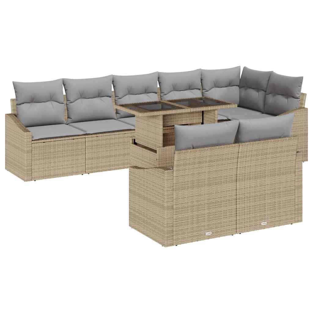 Garten-Sofa-Set mit Kissen mit Kissen 9 pcs Beige und Hellgrau