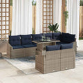 Garten-Sofa-Set mit Kissen mit Kissen 9 pcs Grau und Marineblau
