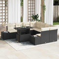 Gartensofa-set mit Kissen 9 pcs Schwarz und Creme Poly-Rattan