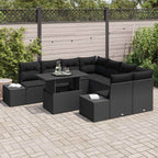 Gartensofa-set mit Kissen 9 pcs Schwarz Poly-Rattan