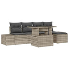 Garten-Sofa-Set mit Speicher 6 pcs Hellgrau Poly Rattan