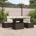 Gartensofa-set mit Kissen mit Speicher 5 pcs Braun Poly-Rattan