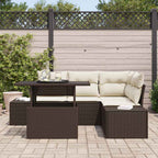Gartensofa-set mit Kissen mit Speicher 5 pcs Braun Poly-Rattan