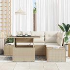 Gartensofa-set mit Kissen mit Speicher 5 pcs Beige Poly-Rattan