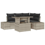 Gartensofa-set mit Kissen 5 pcs Hellgrau Poly-Rattan