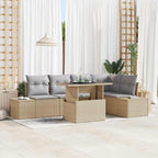 Garten-Sofa-Set mit Speicher 6 pcs Beige Poly Rattan