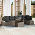 Gartensofa-set mit Kissen mit Speicher 7 pcs Grau Poly-Rattan