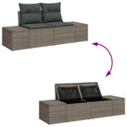 Garten-Sofa-Set mit Speicher 9 pcs Grau Poly Rattan