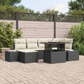 Garten-Sofa-Set mit Speicher 7 pcs Schwarz Poly Rattan