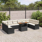 Garten-Sofa-Set mit Speicher 9 pcs Schwarz Poly Rattan
