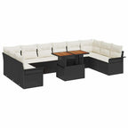 Garten-Sofa-Set mit Speicher 9 pcs Schwarz Poly Rattan