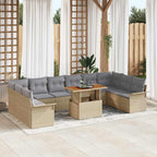 Garten-Sofa-Set mit Speicher 9 pcs Beige Poly Rattan