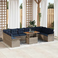 Garten-Sofa-Set mit Speicher 11 pcs Grau Poly Rattan
