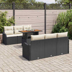 Garten-Sofa-Set mit Speicher 7 pcs Schwarz Poly Rattan
