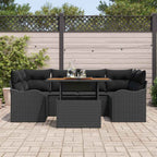 Garten-Sofa-Set mit Speicher 7 pcs Schwarz Poly Rattan