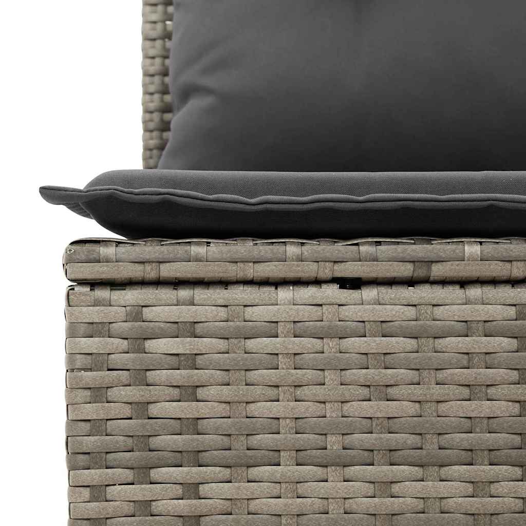Garten-Sofa-Set mit Speicher 7 pcs Grau Poly Rattan
