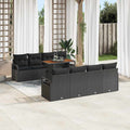 Garten-Sofa-Set mit Speicher 9 pcs Schwarz Poly Rattan