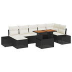 Garten-Sofa-Set mit Speicher 8 pcs Schwarz Poly Rattan