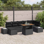 Garten-Sofa-Set mit Speicher 8 pcs Schwarz Poly Rattan