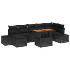 Garten-Sofa-Set mit Speicher 8 pcs Schwarz Poly Rattan
