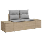 Garten-Sofa-Set mit Speicher 9 pcs Beige Poly Rattan