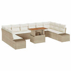 Garten-Sofa-Set mit Speicher 11 pcs Beige Poly Rattan